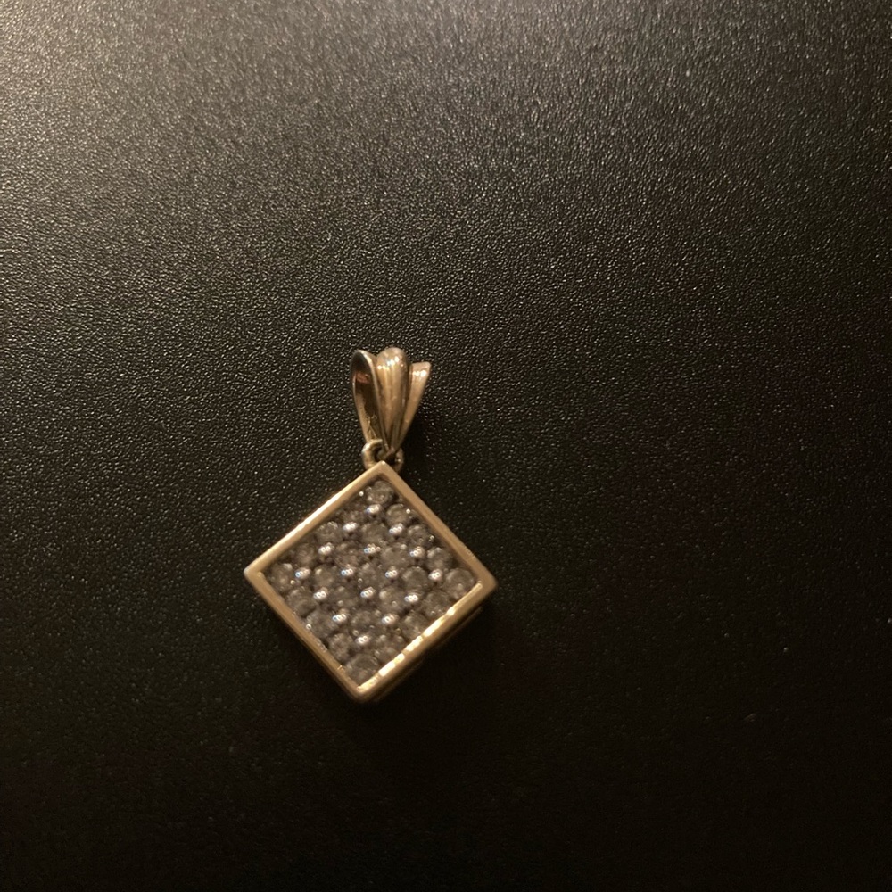 14 k Gold and diamond Square Pendant